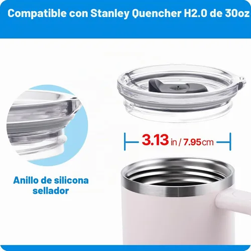 Vista 6 de Tapa de repuesto de 30 onzas para vaso Stanley Quencher H2.0 y 1 Paquete