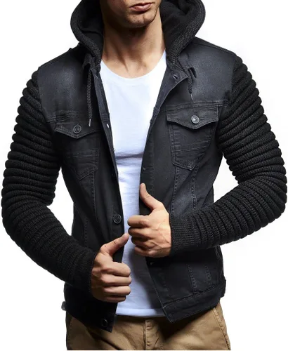 Vista 2 de Leif Nelson LN5240 - Chaqueta vaquera para hombre con mangas de punto