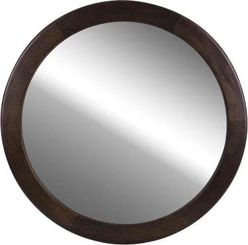 Vista 2 de Espejos redondos de 24 pulgadas, espejo rústico de pared de tocador de madera con marco de madera, espejo circular de madera para baño, dormitorio