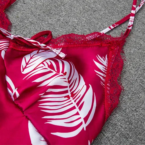 Vista 8 de Zzalalana Conjunto de 2 pijamas de seda para mujer, sexy, con estampado floral, ropa de dormir cómoda