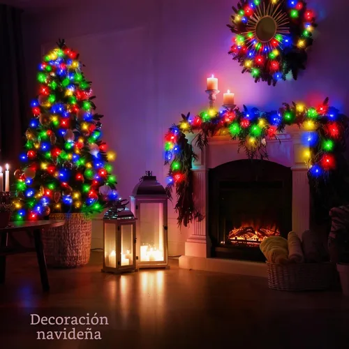Vista 2 de Luces de Hadas LED de 132 Pies con 400 LED Enchufables, Luces de Navidad para Exteriores Impermeables, Luces Centelleantes con Temporizador, 8 Modos