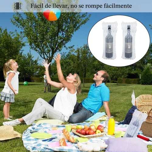 Vista 6 de Bolsas protectoras de viaje para botellas de vino, Conilly, paquete de 10 bolsas inflables de columna de aire con bomba infladora gratuita