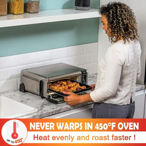 Vista 4 de Bandeja antiadherente para hornear de 13 x 13 pulgadas, bandeja de repuesto para horno Ninja SP100, SP101, SP1001C, SP201 Foodi Air Fry Oven