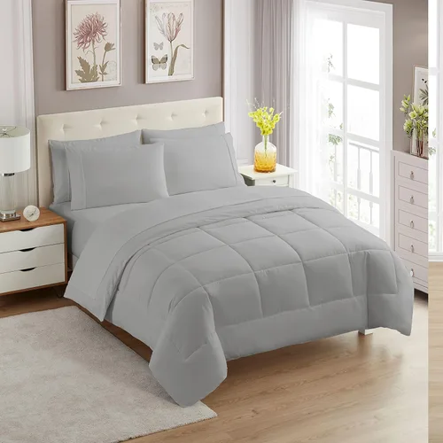 Vista 130 de Sweet Home Collection Juego de edredón de 7 piezas de color sólido para todas las estaciones, manta alternativa de plumón suave y lujosas sábanas