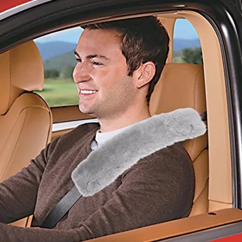 Vista 3 de ZONETECH Cinturón de seguridad de automóvil, cómodo y suave, 4 unidades, color gris exuberante, calidad premium, acolchado para adultos y niños
