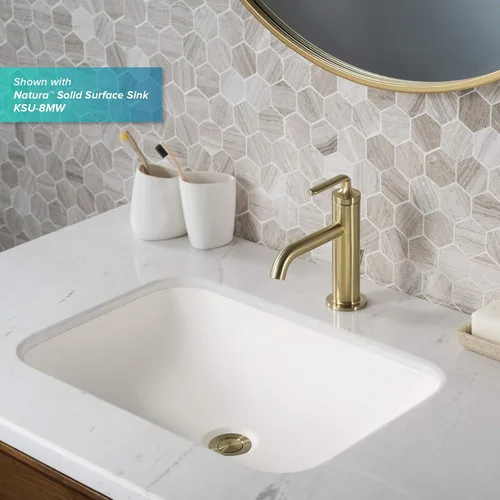 Vista 8 de KRAUS Ramus KBF-1221BG-2PK - Grifo de lavabo de baño de una sola manija con drenaje de varilla de elevación en oro cepillado
