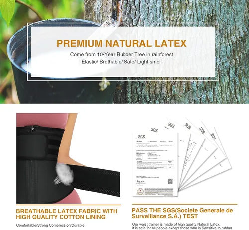 Vista 6 de Entrenador de cintura de látex para mujer, faja transpirable, faja moldeadora de cintura para entrenamiento, reloj de arena