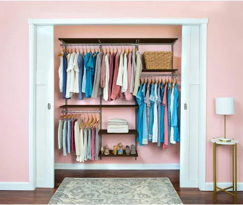 Vista 9 de Organized Living freedomRail - Kit organizador de armario ajustable, 48 a 52 pulgadas, pera chocolate