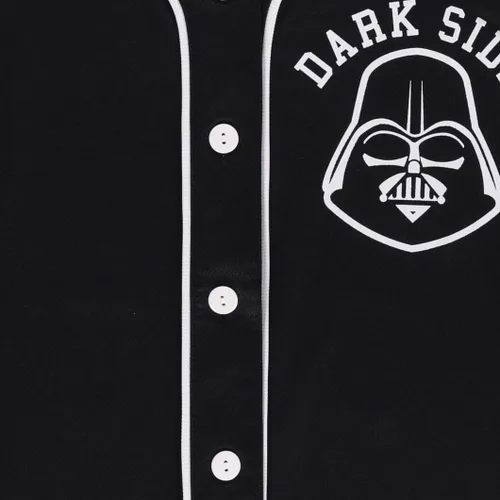 Vista 5 de STAR WARS Camiseta de béisbol para mujer, Darth Vader, Luke Skywalker y Baby Yoda malla con botones