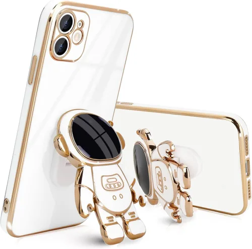 Vista 18 de Pepmune Funda compatible con iPhone 12 Bonita Diseño de Soporte de Astronauta en 3D Protección de Cámara A Prueba de Golpes Cubierta Trasera Suave