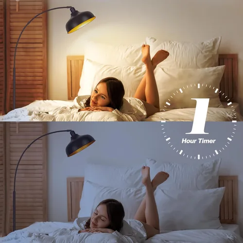 Vista 6 de Lámparas de pie de arco bronce, lámparas de pie para sala de estar con control remoto, interruptor de pie, pantalla de metal, lámpara de pie
