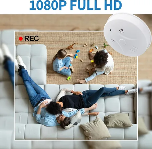 Vista 2 de Cámara oculta Detector de humo Video Cámara pequeña 1080P HD Cámara inalámbrica WiFi con visión nocturna y detección de movimiento Cámara