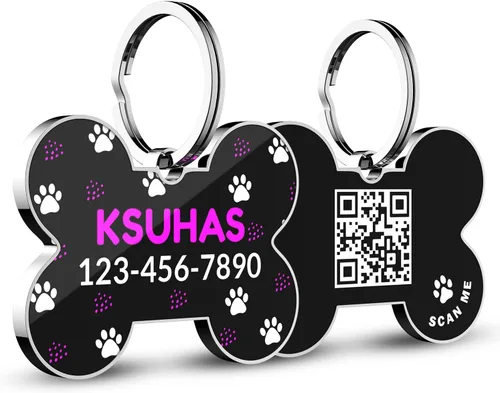 Vista 13 de Etiquetas para perros con código QR personalizadas para mascotas, etiquetas de identificación de perro personalizadas, visualización de perfil