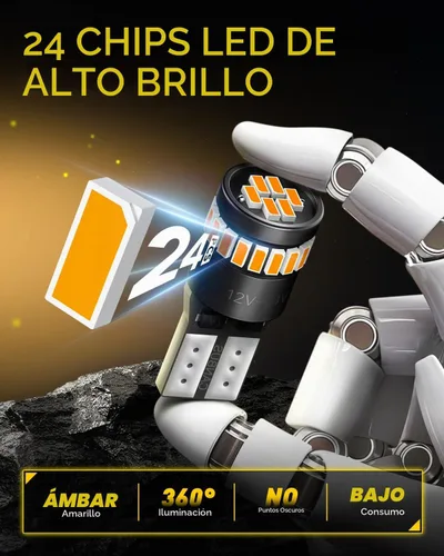 Vista 2 de AUXITO - Foco LED 194, amarillo ámbar, 168, 175, 2825, W5W, T10, kit de luces LED de repuesto sin error Canbus para interior de auto, cúpula