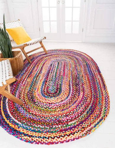 Vista 26 de Unique Loom Colección Trenzada Chindi - Alfombra de área (1 pie 2 pulgadas x 6 pies 1 pulgada, pasillo, multi/azul)