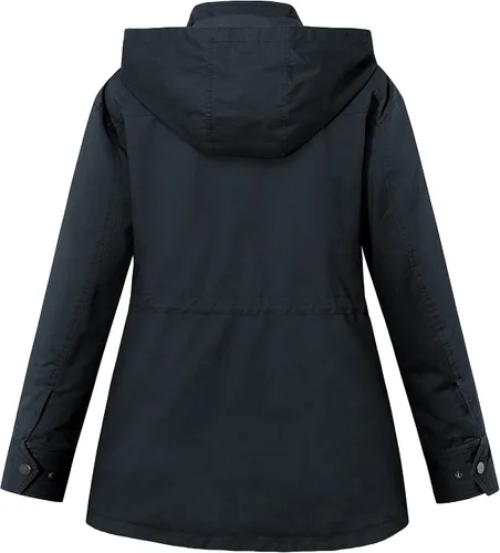 Vista 2 de Soularge Chaqueta militar de algodón con capucha desmontable para mujer
