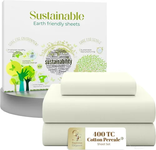 Vista 25 de Purity Home - Juego de sábanas 100% algodón de 400 hilos, percal refrescante, con bolsillo profundo elástico, ropa de cama de 3 piezas, lujo