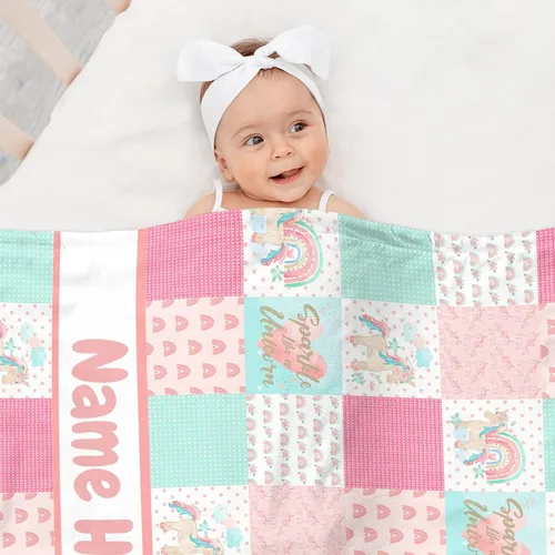 Vista 3 de Juego de ropa de cama personalizado para cuna de bebé, ropa de cama personalizada con nombre de arcoíris, juego de 2 piezas, edredón, sábanas bajeras