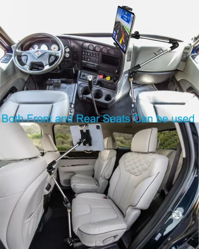 Vista 2 de Soporte para tablet para carril de asiento de coche/camión, soporte resistente de 35 pulgadas para tableta, soporte para asientos delanteros