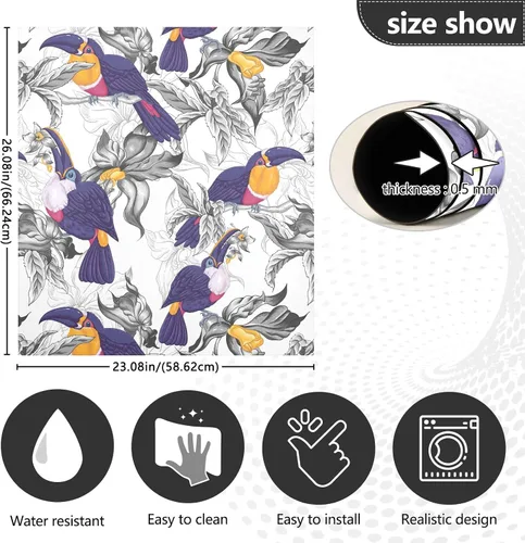 Vista 2 de Cubierta magnética decorativa para lavavajillas, diseño de pájaro tucán Índigo y Gris 29