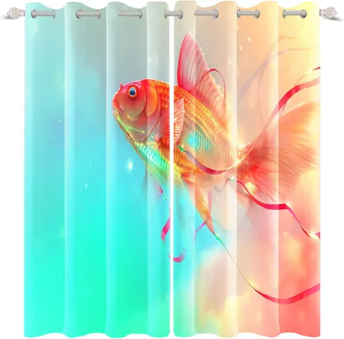 Vista 10 de Renaiss Cortinas de carpa para ventana, 29 pulgadas de ancho x 45 pulgadas de alto, pintura de tinta oriental, hojas de loto, lirio de agua negro