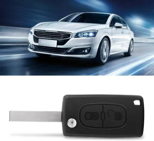 Vista 6 de Qiilu Llave de control remoto de entrada sin llave, 2 botones de encendido de coche 433MHz con hoja sin cortar para 207 307 308 407 807