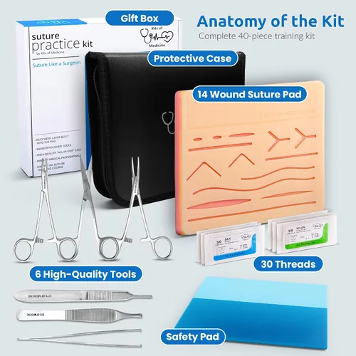 Vista 2 de Modelo de práctica de sutura Kits of Medicine Guías de sutura HD incluidas Práctica completa de sutura para estudiantes de medicina