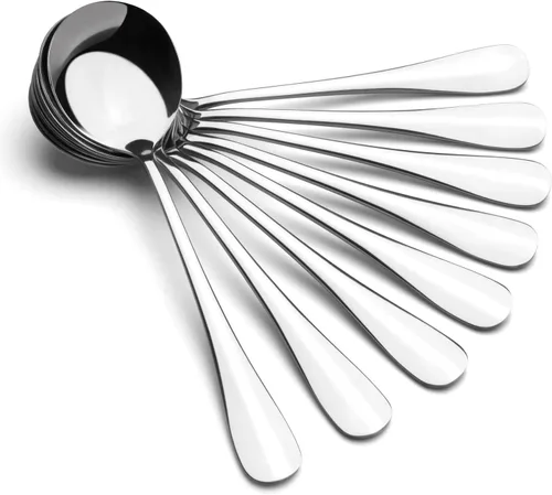 Vista 10 de 6 piezas de cucharas de sopa, cucharas de sopa de acero inoxidable de alta calidad, cubiertos aptos para lavavajillas en color plateado