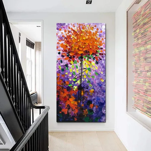 Vista 5 de Yotree Pinturas, 24x48 Pulgadas De Pinturas Brillantes Flores Al Óleo De La Mano De Pintura 3D Pintado A Mano Sobre Lienzo Abstracto Arte De Arte De