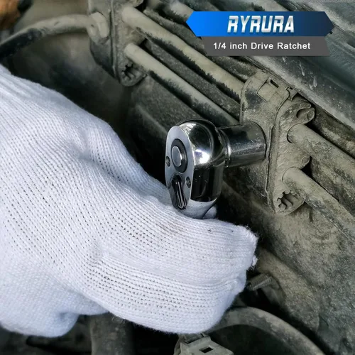Vista 7 de Llave de trinquete de accionamiento de 1/4 pulgada, llave de dados estándar, liberación rápida de 72 dientes, función de trinquetaje reversible