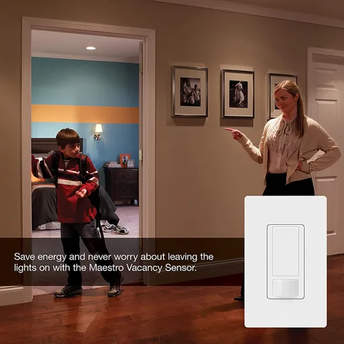 Vista 3 de Lutron Maestro Vacancy - Interruptor de luz con sensor de movimiento para baño, garaje, lavandería y armario, para cualquier bombilla, solo apagado
