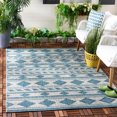 Vista 10 de SAFAVIEH Courtyard Collection CY8529 - Alfombra de pasillo de 2 pies 3 pulgadas x 6 pies 7 pulgadas, color azul marino y aguamarina CY8529