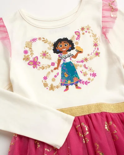 Vista 3 de Disney Vestido Encanto para niñas Vestido Mirabel Encanto para niñas Vestido tutú de princesa para niños pequeños (tamaños 2T-6X)