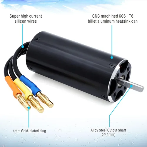 Vista 3 de Surpass Hobby 2968 3800KV Motor sin escobillas Diseño de 4 polos con chaqueta de refrigeración por agua para barco RC (3800KV)
