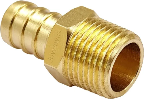 Vista 2 de Joywayus Acoplamiento de tubería PEX de latón, adaptador de montaje de tubería macho NPT de 1/2" PEX x 3/8" (paquete de 5) Compatible with PEX-B