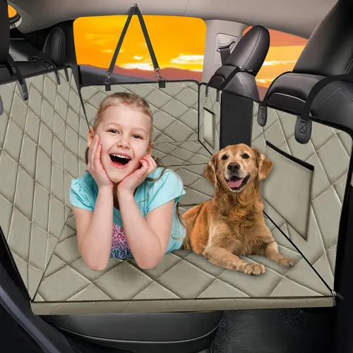 Vista 17 de Extensor de asiento trasero para perros, gran espacio, funda de asiento de automóvil para perro, parte inferior dura con capacidad para 420 libras