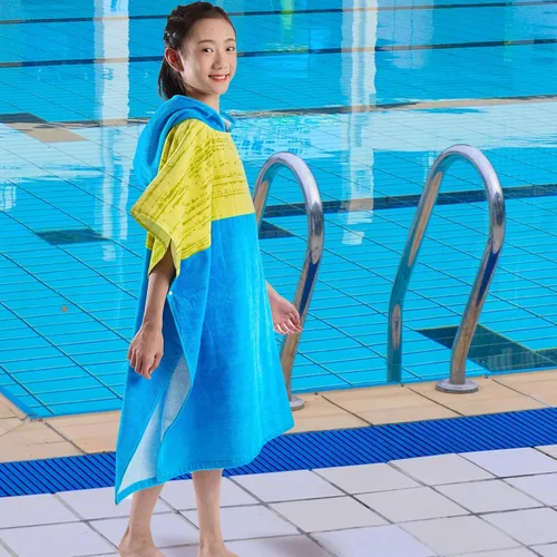 Vista 6 de VOOVA & MOVAS Toallas de playa con capucha (8-16 años), poncho de toalla de piscina con capucha de algodón grueso y absorbente, versátil