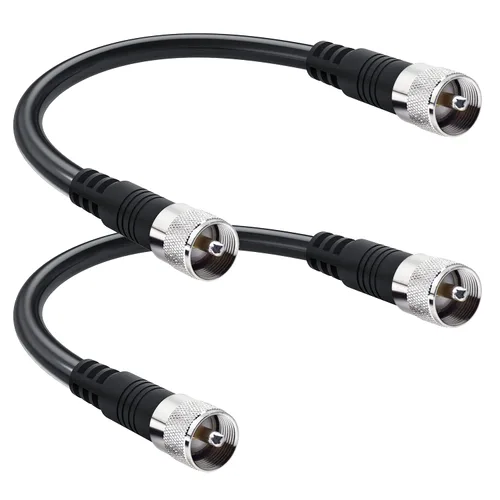 Vista 6 de Cable coaxial RG8X, cable de antena CB de puente PL259 corto de 12 pulgadas, conector macho UHF de 50 ohmios, baja pérdida para radioaficionado Negro