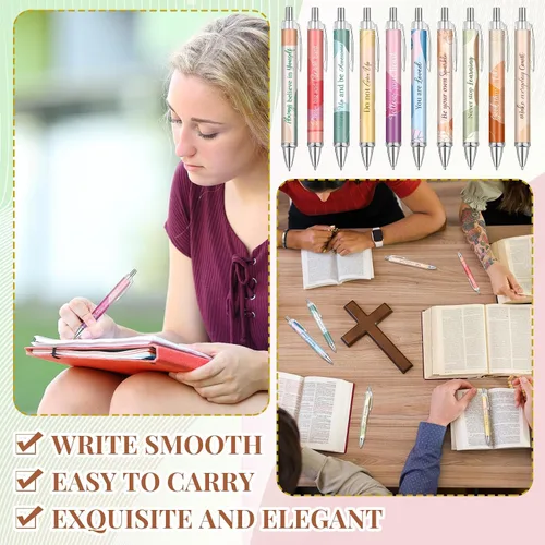Vista 5 de Yeaqee 50 bolígrafos motivacionales a granel con diferentes citas inspiradoras para mujeres, regalos inspiradores, bolígrafos a granel