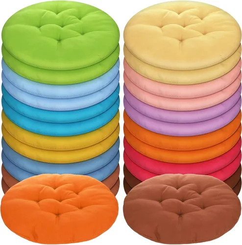 Vista 9 de Tinideya 24 Piezas Cojines Redondos de Suelo Almohadas de Suelo Cojines de Asiento de Meditación Asientos Flexibles para Adultos y Niños, Cojines
