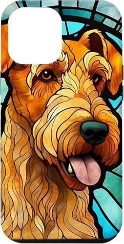 Vista 26 de Airedale Terrier Dog Stained Glass Case for iPhone 17