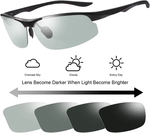 Vista 2 de Gafas de sol polarizadas fotocrómicas para hombre, gafas de seguridad fotocrómicas para mujeres, gafas de visión nocturna, UV400, deportes al aire