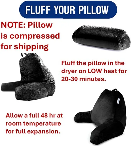 Vista 2 de ComfortSpa - Almohada de lectura para cama tamaño adulto, almohada de respaldo con brazos, bolsillos y funda lavable; Úsela como almohada de cama