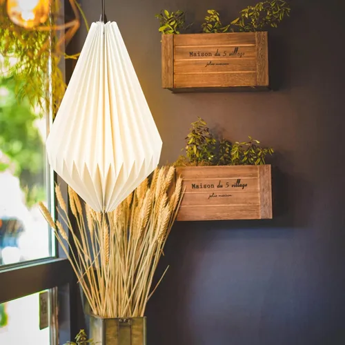 Vista 4 de Beaupretty Lámpara de papel para lámpara colgante, lámpara de origami, lámpara colgante, plisado, pantalla decorativa, farol, cubiertas