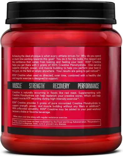 Vista 7 de BSN Creatina Micronizada Monohidrato en Polvo, Polvo de Creatina Sin Sabor, Micronizada, Apoya la Construcción Muscular, Apoya la Fuerza Muscular