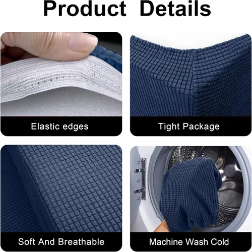 Vista 3 de Tlswshsy Cojines de comedor para autocaravana, fundas elásticas para asiento de sofá, protector de muebles de sofá biplaza lavable para Azul