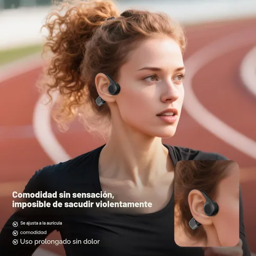 Vista 5 de Auriculares impermeables de conducción ósea de oreja abierta, Bluetooth 6.0, batería de larga duración, auriculares inalámbricos ultraligeros