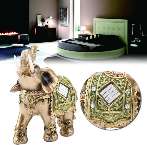 Vista 8 de Hilitand Estatua de elefante, estatua de elefante verde Feng Shui, escultura de riqueza, regalo para el hogar, oficina, hotel o cafetería
