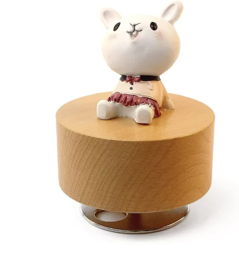 Vista 19 de SOFTALK Caja de música mecánica de madera con diseño de animal, con texto en inglés "You are My Sunshine", regalo para niños y niñas (oso)