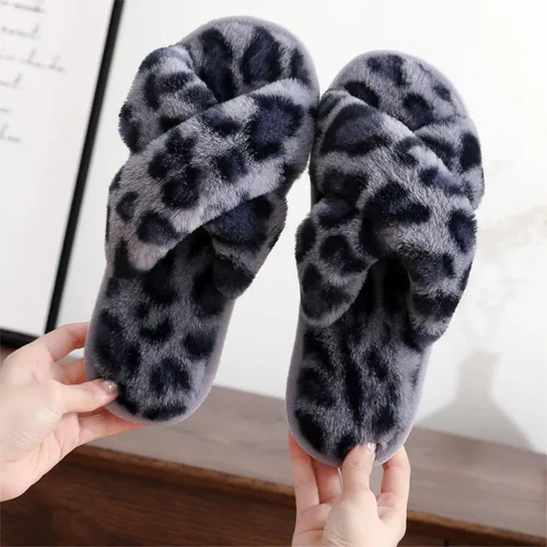 Vista 7 de Crazy Lady Women's Fuzzy Fluffy Furry Fur Slippers Flip Flop Open Toe Cozy House Memory Foam Sandals Slides Soft Flat Comfy Anti-Slip Spa Indoor